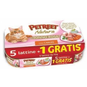 PETREET NATURA TONNO DEL PACIFICO CON GRANCHIO GR.70 5 LATTINE +1 GRATIS