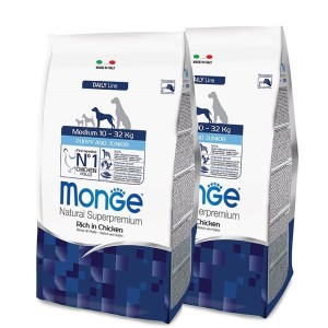 MONGE MEDIUM PUPPY E JUNIOR KG.12 **acquisto minimo 2 sacchi*prezzo riferito alla singola confezione*
