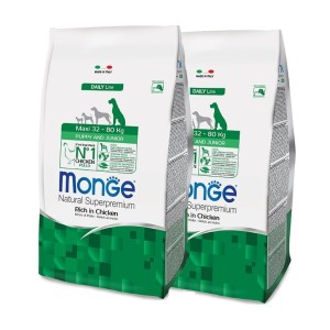 MONGE MAXI PUPPY E JUNIOR KG.12 **acquisto minimo 2 sacchi*prezzo riferito alla singola confezione*