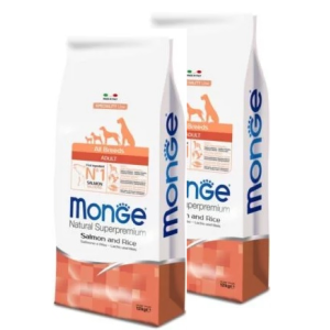 MONGE ALL BREEDS ADULT SALMONE E RISO KG.12 **acquisto minimo 2 sacchi*prezzo riferito alla singola confezione*