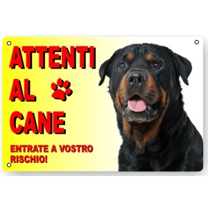 CARTELLO ATTENTI AL CANE IN PLASTICA "ROTTWEILER"