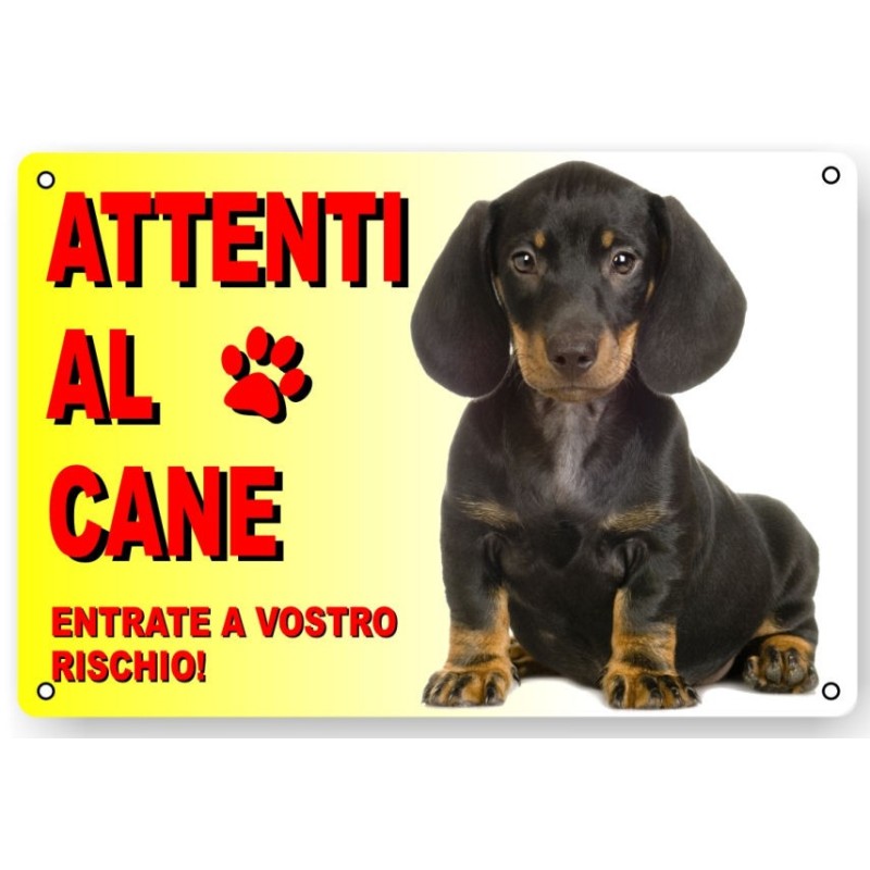 CARTELLO ATTENTI AL CANE "BASSOTTO"