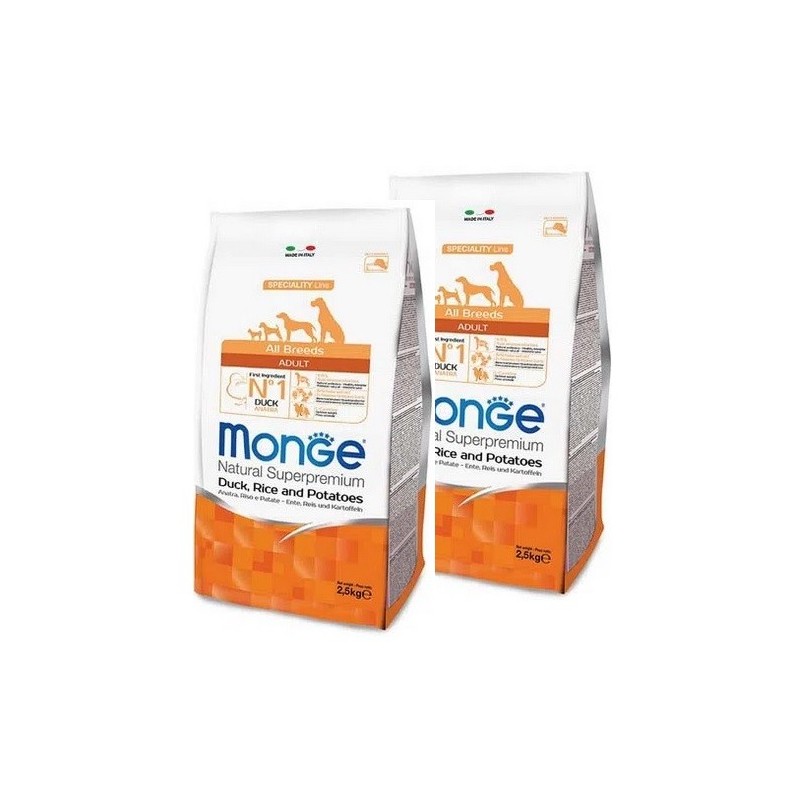 MONGE ALL BREEDS ANATRA RISO PATATE KG.12 **acquisto minimo 2 sacchi*prezzo riferito alla singola confezione*