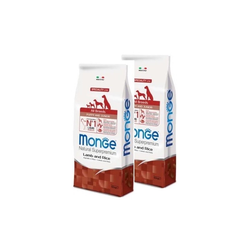 MONGE ALL BREEDS PUPPY AGNELLO E RISO KG.12 **acquisto minimo 2 sacchi*prezzo riferito alla singola confezione*