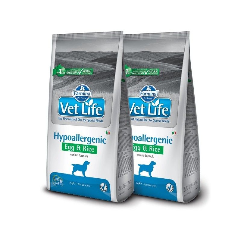VETLIFE DOG HYPOALLERGENIC EGG&RICE KG.12 **acquisto minimo 2 sacchi*prezzo riferito alla singola confezione*
