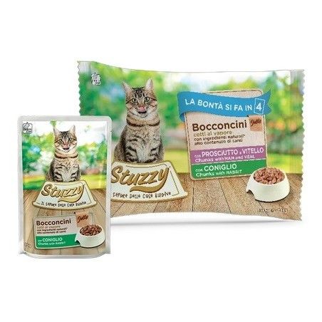 STUZZY CAT BUSTA BOCCONCINI 4X85 GR PROSCIUTTO VITELLO CONIGLIO 