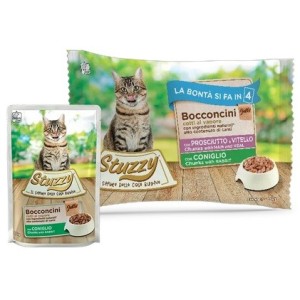STUZZY CAT BUSTA BOCCONCINI 4X85 GR PROSCIUTTO VITELLO CONIGLIO 