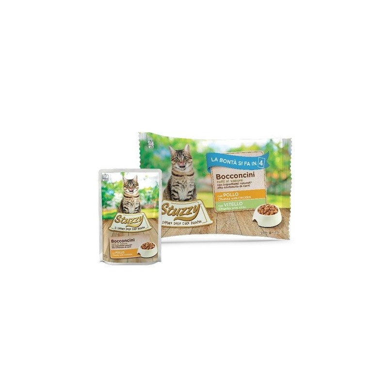 STUZZY CAT BUSTA BOCCONCINI 4X85 GR POLLO VITELLO