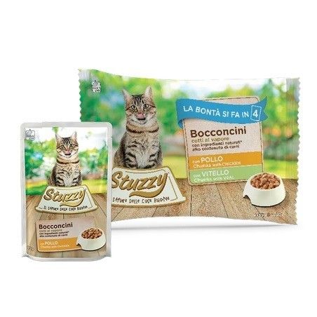 STUZZY CAT BUSTA BOCCONCINI 4X85 GR POLLO VITELLO