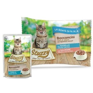 STUZZY CAT BUSTA BOCCONCINI 4X85 GR NASELLO SALMONE 
