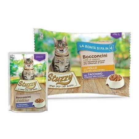 STUZZY CAT BUSTA BOCCONCINI 4X85 GR STERILIZZATO POLLO TACCHINO