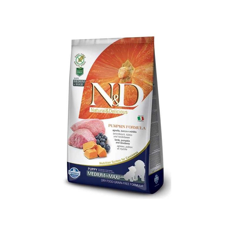 FARMINA N&D PUMPKIN PUPPY MEDIUM/MAXI AGNELLO E MIRTILLI 12 KG