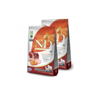 FARMINA N&D PUMPKIN ADULT MEDIUM/MAXI POLLO E MELOGRANO 12 KG *acquisto minimo 2 sacchi*prezzo riferito alla singola confezione*