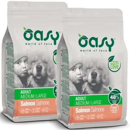 OASY DOG ADULT M-L SALMONE MONOPROTEICO KG.12  **acquisto minimo 2 sacchi*prezzo riferito alla singola confezione*