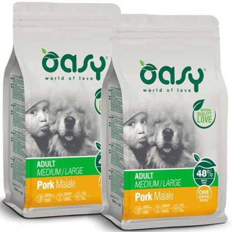 OASY DOG ADULT M-L MAIALE MONOPROTEICO KG.12 **acquisto minimo 2 sacchi*prezzo riferito alla singola confezione*