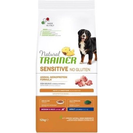 TRAINER SENSITIVE NO GLUTEN ADULT M/M MAIALE E CEREALI KG 12