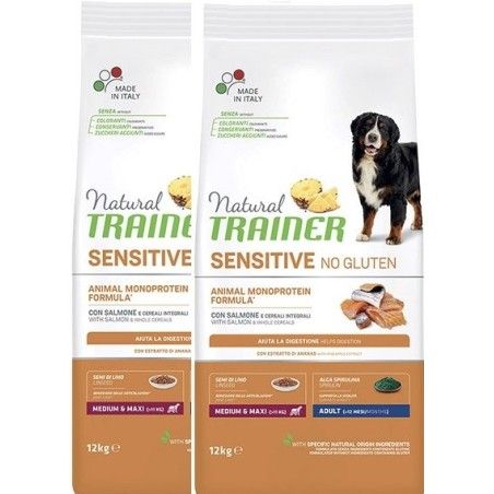 TRAINER SENSITIV ADULT M/M SALMONE E CEREALI KG 12 **acquisto minimo 2 sacchi*prezzo riferito alla singola confezione*