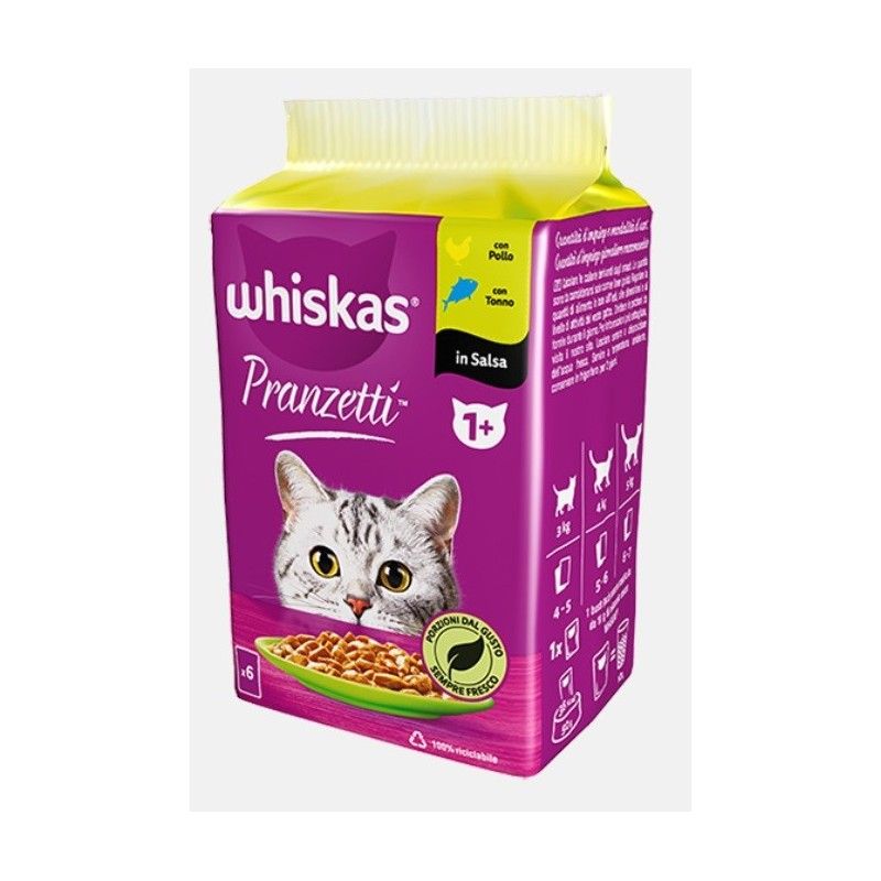 WHISKAS PRANZETTI IN SALSA 50 GR POLLO, TONNO