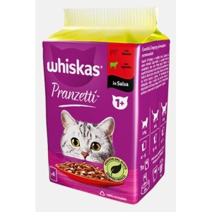 WHISKAS PRANZETTI IN SALSA 50 GR MANZO, AGNELLO