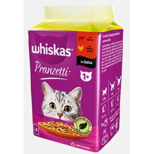 WHISKAS PRANZETTI IN SALSA 50 GR MANZO CAROTE, POLLO, PISELLI