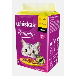 WHISKAS PRANZETTI SENIOR 7+ IN SALSA 50 GR POLLO, TACCHINO
