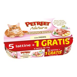 PETREET TONNO ROSA PATATE 5 LATTINE +1 GRATIS 