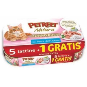 PETREET TONNO ROSA CON PESCE DELL'OCEANO GR.70 5 LATTINE + 1 GRATIS 
