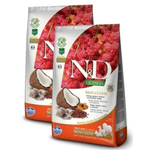 FARMINA N&D QUINOA ADULT ALL BREED SKIN & COAT ARINGA 7 KG **acquisto minimo 2 sacchi*prezzo riferito alla singola confezione*