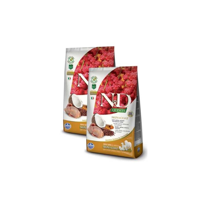 FARMINA N&D QUINOA ADULT ALL BREED SKIN & COAT QUAGLIA 7 KG *acquisto minimo 2 sacchi*prezzo riferito alla singola confezione*