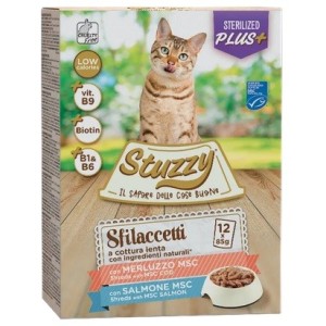STUZZY CAT SFILACCETTI 12X85 GR STERILIZED PESCE  