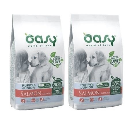 OASY DOG PUPPY M/L SALMONE 12 KG MONOPROTEICO **acquisto minimo 2 sacchi*prezzo riferito alla singola confezione*