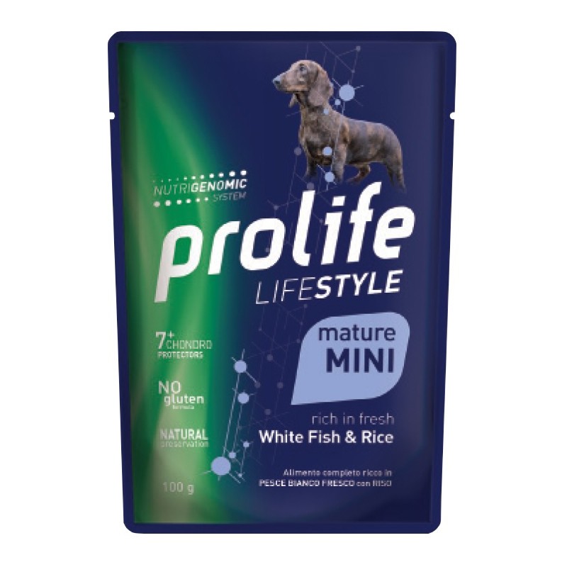 PROLIFE DOG BUSTA GR. 100 MATURE WHITE FISH & RICE - MINI 