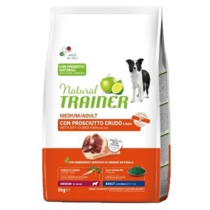 TRAINER DOG NATURAL ADULT MEDIUM CON PROSCIUTTO CRUDO E RISO KG.12