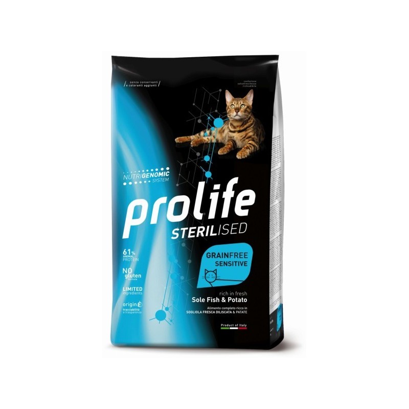 PROLIFE CAT STERILISED GRAIN FREE SENSITIVE SOLE FISH & POTATO KG.1,5