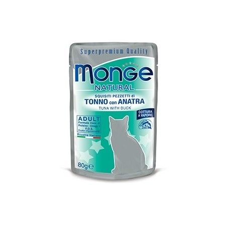MONGE BUSTE NATURALI SQUISITI PEZZETTI DI TONNO CON ANATRA 