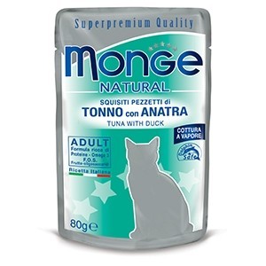 MONGE BUSTE NATURALI SQUISITI PEZZETTI DI TONNO CON ANATRA 