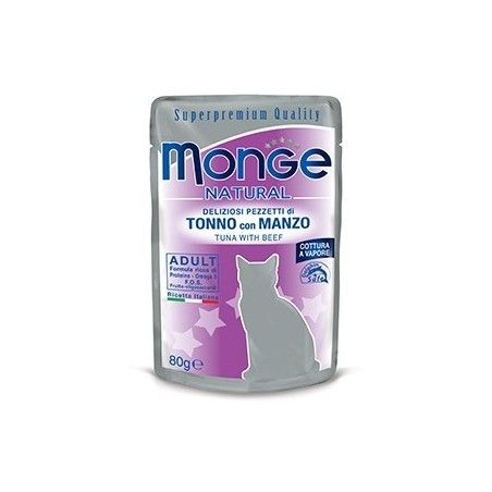 MONGE BUSTE NATURALI SQUISITI PEZZETTI DI TONNO CON MANZO 80GR
