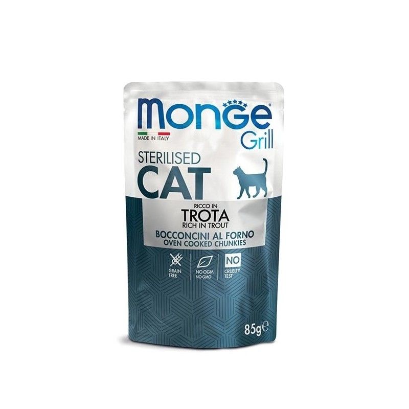 MONGE GRILL GATTO GR.85 STERILIZZATO TROTA 