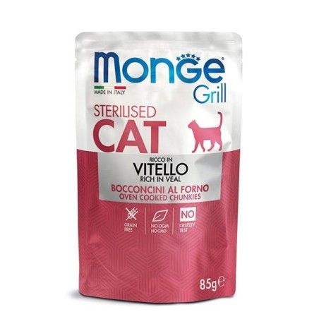 MONGE GRILL GATTO GR.85 STERILIZZATO VITELLO 
