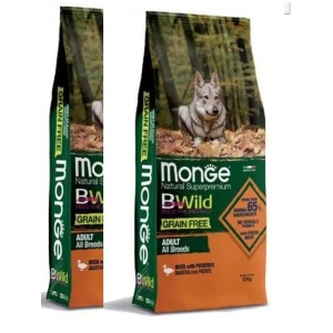 MONGE BWILD GRAIN FREE ALL BREEDS ANATRA E PATATE KG.12 *acquisto minimo 2 sacchi*prezzo riferito alla singola confezione*