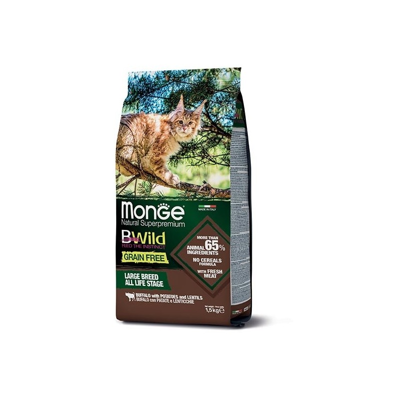 MONGE BWILD GRAIN FREE ALL LIFE STAGE BUFALO PATATE LENTICCHIE KG.1,5