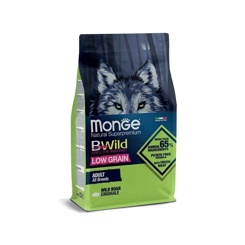 MONGE BWILD LOW GRAIN ALL BREEDS ADULT CINGHIALE KG.12*spedizione gratuita*