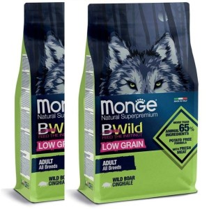 MONGE BWILD LOW GRAIN ALL BREEDS ADULT CINGHIALE KG.12 *acquisto minimo 2 sacchi*prezzo riferito alla singola confezione*