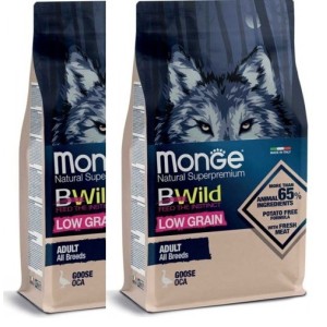 MONGE BWILD LOW GRAIN ALL BREEDS ADULT OCA KG.12 *acquisto minimo 2 sacchi*prezzo riferito alla singola confezione*