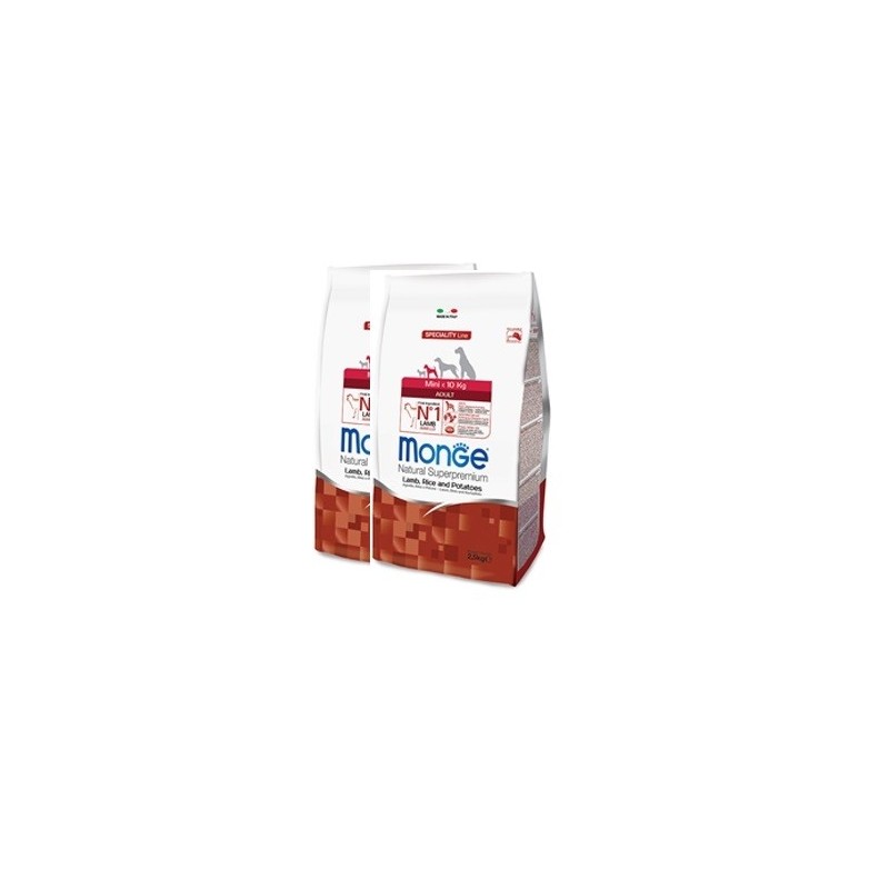 MONGE MINI ADULT AGNELLO RISO PATATE KG.7,5 *acquisto minimo 2 sacchi*prezzo riferito alla singola confezione*