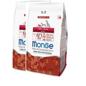 MONGE MINI ADULT AGNELLO RISO PATATE KG.7,5 *acquisto minimo 2 sacchi*prezzo riferito alla singola confezione*