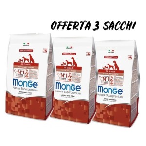 MONGE ALL BREEDS PUPPY AGNELLO E RISO KG.12 *acquisto minimo 3 sacchi*prezzo riferito alla singola confezione*