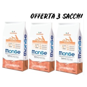 MONGE ALL BREEDS PUPPY SALMONE E RISO KG.12 *acquisto minimo 3 sacchi*prezzo riferito alla singola confezione*