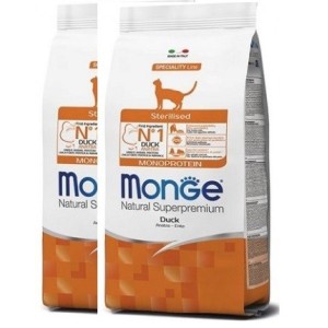 MONGE CAT STERILISED ANATRA KG.10 *acquisto minimo 2 sacchi*prezzo riferito alla singola confezione*