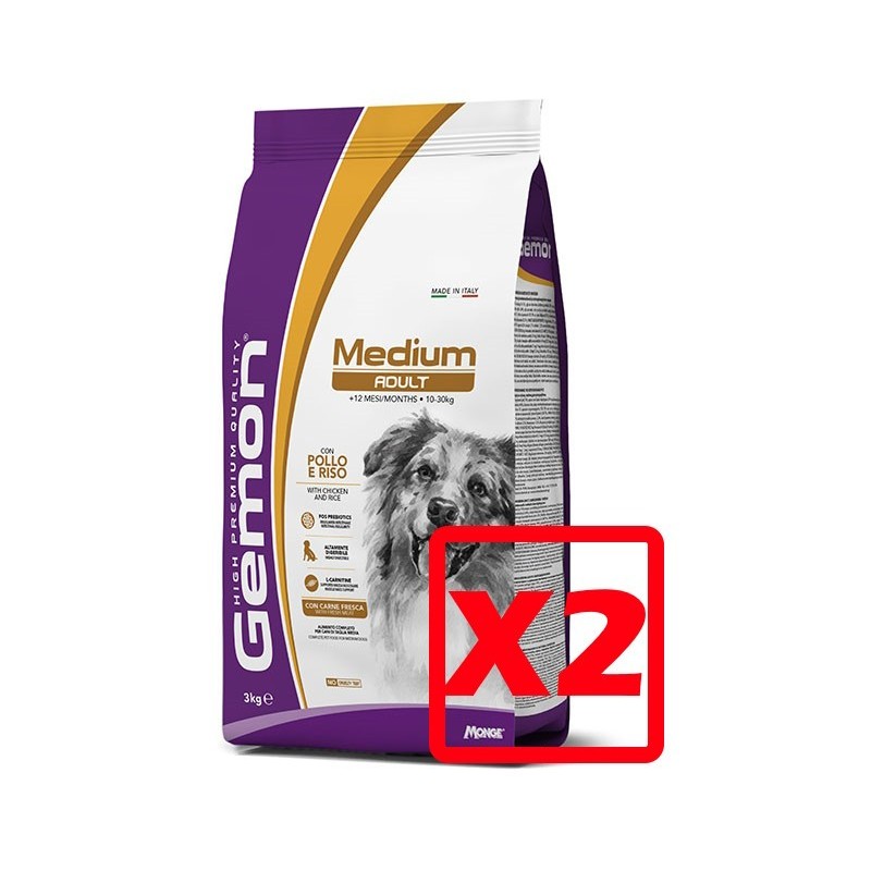 MONGE GEMON MEDIUM ADULT POLLO KG.15 **acquisto minimo 2 sacchi*prezzo riferito alla singola confezione*